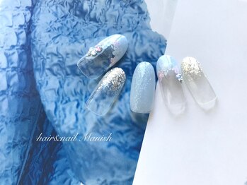 マニッシュ(Manish)/小花柄フレンチ/ラメグラ/春