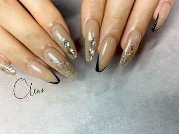 クリア(Clear)/自爪ロングのシンプルネイル