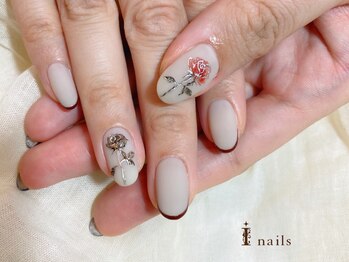 アイネイルズ 渋谷店(I nails)/水彩薔薇フレンチ￥11500[渋谷]