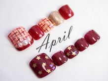 エイプリルプラス(April plus)/FOOT　ツイード＆星ネイル