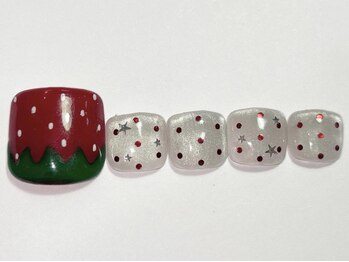 ネイルメゾン 渋谷店(NAIL MAISON)/イチゴ赤ホロドット￥8500
