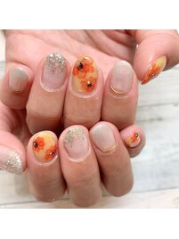 シフォンフラワーネイル