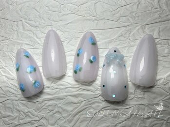 ソルナネイル(SOLUNA NAIL)/フラワー×ドットネイル