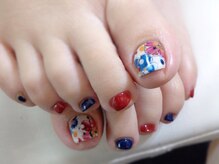 アミュリー ネイル アトリエ(Amury nail atelier)/手書きジェルフラワーネイル♪