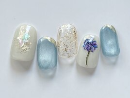 お花×マグネットネイル
