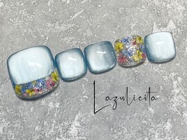 うる艶マグネットの押し花ネイル