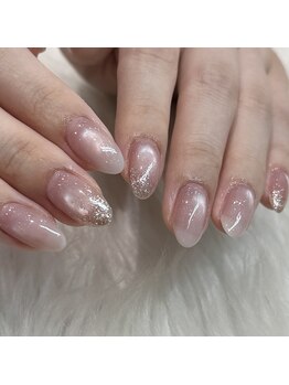 ヨハク(YOHAKU)の写真/うるちゅるデザインが得意♪マグネットで輝く日常を。オフィスに最適なシンプルネイルを実現◎