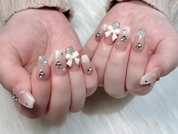 スカルプ white×silver×ribbon