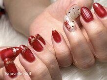 ヌーベルネイル(Nouvelle Nail)/アシメネイル　赤 リボン ハート