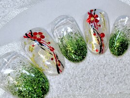 梅の花で和柄ネイル