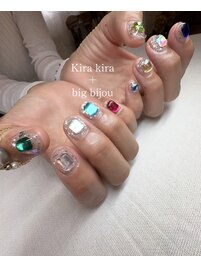 きらきらショートネイル