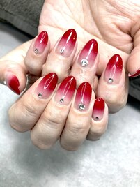 赤グラデーションネイル