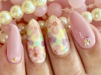 ネイルサロンティーモ(Nail Salon Tmo)/水彩お花単色ネイル