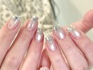 夏のシンプルグリッターネイル