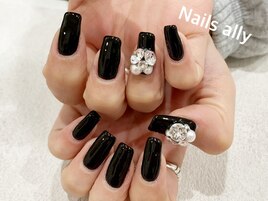 Vカットストーン×ブラック