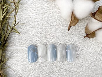 アイミーモア 国立店(aimer more)/キラキラ雪の結晶ネイル