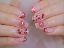 幻之花ネイル/さくらんぼ　マグネットフレンチ