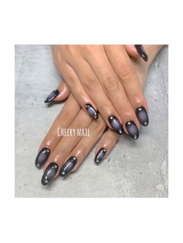 チェイリーネイル(Cheery nail)/黒×チーク