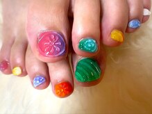 アミュリー ネイル アトリエ(Amury nail atelier)/ちぐはぐ クリア ぷっくり 蛍光