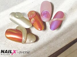 オレンジ×ピンク