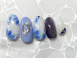 初夏♪ブルーフラワーネイル♪