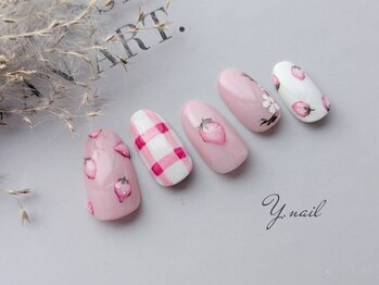 ワイネイル(Y.nail)/ぷっくりいちごデザイン