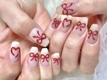ぷっくり/リボン/ハートネイル