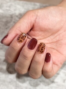 ネイルサロン ミル(Mille)/bordeaux&leopard