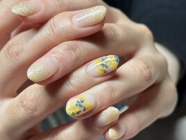 【シンプルデザイン】油画ミモザ