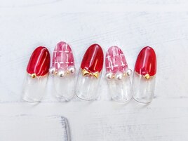 チェックのフレンチネイル