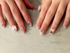 ツイード＆ビジューリボンネイル