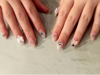 ツイード&ビジューリボンネイル