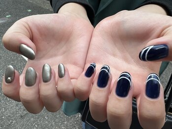 ネイルスミス 高松店(Nailsmith)/フレームフレンチ×マットミラー