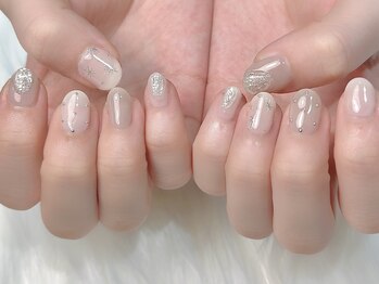 ヒールネイル(heal nail)/greige×snowflake×clear凹凸.