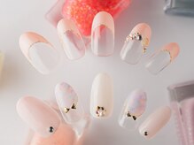 ネイルアンドジュエリーラズリ(Nail＆Jewelry RAZULI)/【ベージュフレンチ/リボン】