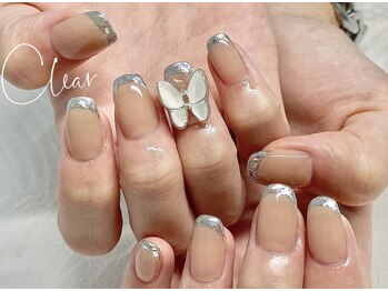 クリア(Clear)/ガラスフレンチ×蝶々