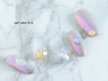 ネイルサロン ソウ 心斎橋店(Nail Salon Sou)/マグネット×ミラーネイル
