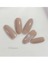 ビューティーネイルサロン クリアーズ(Clears)/ワンカラーにフラワー