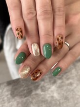 ネイルサロン ミル(Mille)/green&gold&leopard