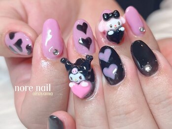 ノレネイル(nore nail)/ピンクブラックキャラネイル