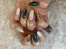 ガーデン ヘア&エステ&ネイル Garden/チェックネイルグリーン