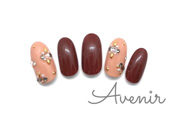 アヴィニール 表参道(Avenir)/モーブ×カラフルストーンネイル
