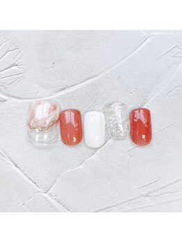 ネイルアンドまつげ リュフェール 五反田(Nail Lufaire)/foot大理石ピンクネイル