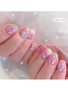 チャコネイル(chaco-nail)/キラキラピンクシェルネイル