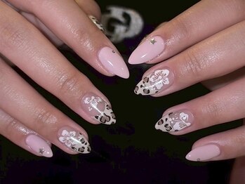 ジェミーネイル エビス(Jemiy nail ebisu)/レオパードフレンチハイビスカス
