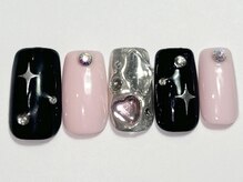ネイルメゾン 渋谷店(NAIL MAISON)/埋め尽くし黒ピンク￥7000