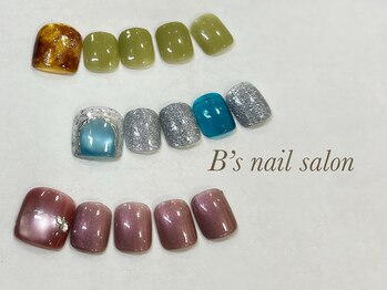 ビーズネイル バイブレス イオンタウン泉大沢店(B's Nail by.BLESS)/親指アート＋単色カラー　¥7,300