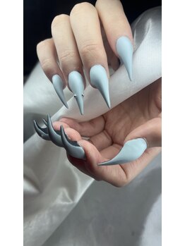 シンプルマット猫爪ネイル