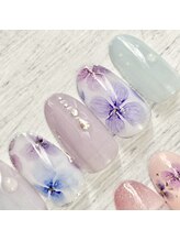トイロ(toiro)/手書き水彩紫陽花ネイル