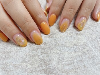 モグネイル(Mogunail)/8月定額A オレンジネイル